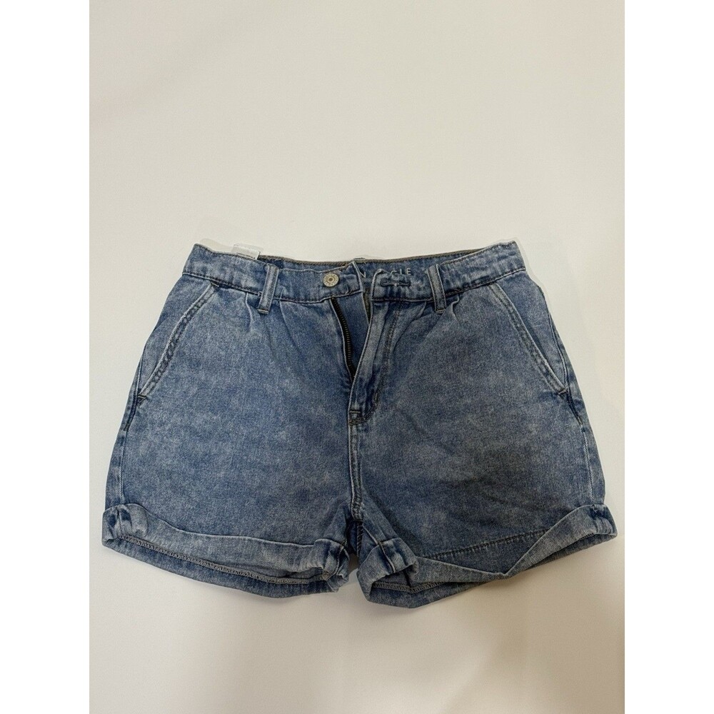 American Eagle 3" High-Waisted Mom Fit Denim Jean Shorts Cuff Light Acid Wash 0